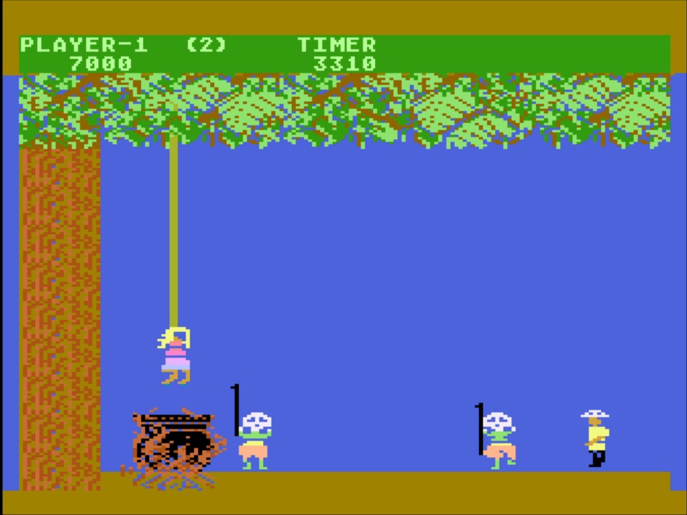 Gameplay of Jungle Hunt for Atari 8 Bit